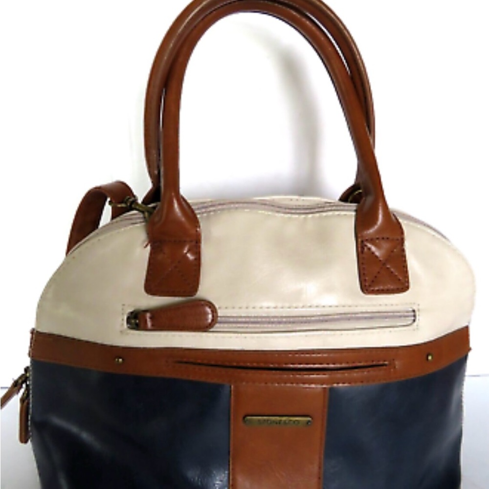 Two-Tone Leather Satchel